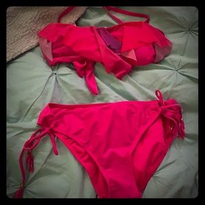 Pink frilly bikini